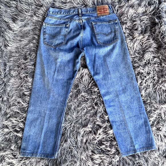 Levi's 505 Bootcut Straight Light Wash Denim Blue Jeans Mens 34 Short Cotton - Picture 4 of 10